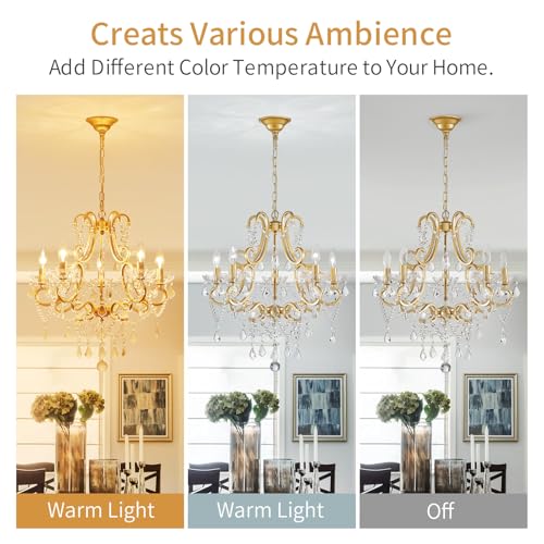 ANJIADENGSHI Crystal Chandelier, 5-Light Gold Chandelier for Dining Room Light Fixture, K9 Crystal Pendant Ceiling Light Fixture, Modern Candle Chandelier for Living Room Kitchen Island Entryway Bedroom - Image 3