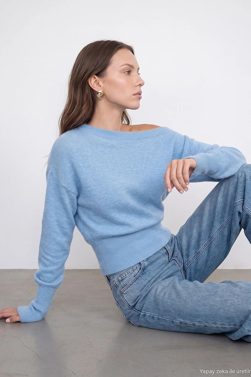 Dilvin Baby Blue DILVIN Women's Knit Sweater for Women | Best Price UAE
