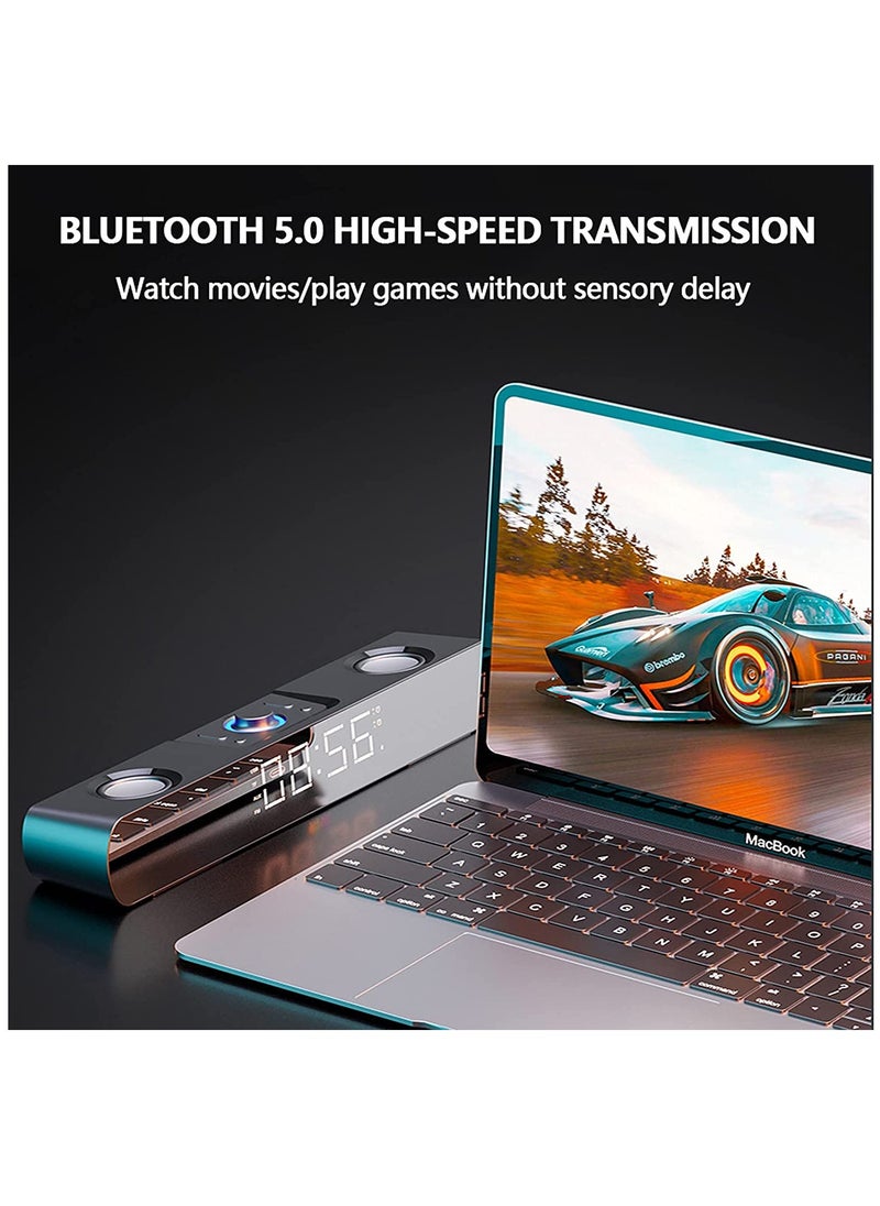 SOAIY - SH16 Gaming Peripherals LED Soundbar Computer Speaker Bluetooth Speaker Home Theater Sound Bar TV Speakers Alarm Clock Wireless - Image 1
