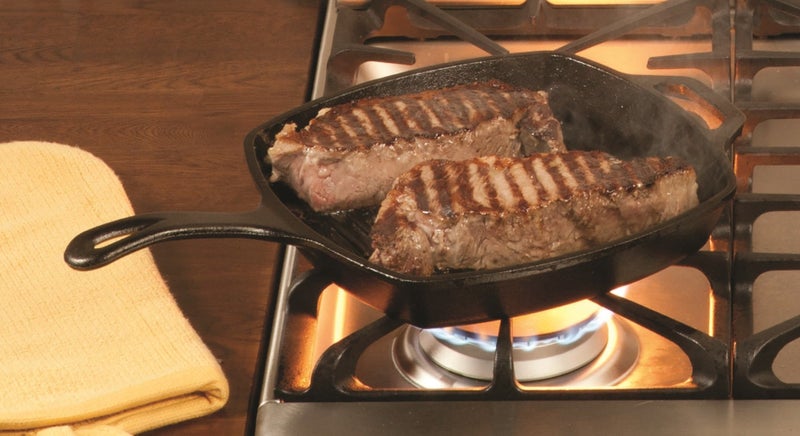 Lodge Square Cast Iron Grill Pan - Pre-Seasoned Square Skillet - Ridged Burger Grill Pan - Even Heat Distribution - PFAS-Free Non-Toxic Cookware - 10.5 Inches - Image 3