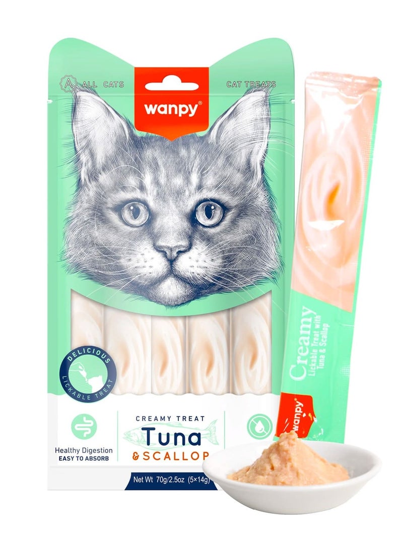 Wanpy Wanpy Creamy Lickable Cat Treats Tuna & Scallop (14gx5) 12pcs 