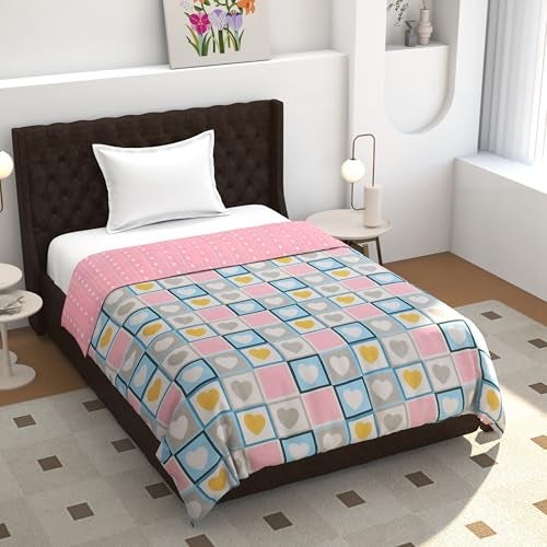 FRESH FROM LOOM غطاء لحاف مفرد قابل للعكس من قماش المايكروفايبر القطني الفائق النعومة بحجم سرير مفرد / غطاء لحاف / غطاء راجعي / غطاء بطانية / غطاء لحاف بسحاب، (60 × 90 بوصة، عبوة من 1) - Image 1
