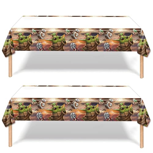 Omto 2pcs Baby Yoda Tablecloth Disposable Tablecover Birthday Party Supplies and Decorations for Kid Boy Baby Shower Rectangle Tables 70X422Pack - Image 1
