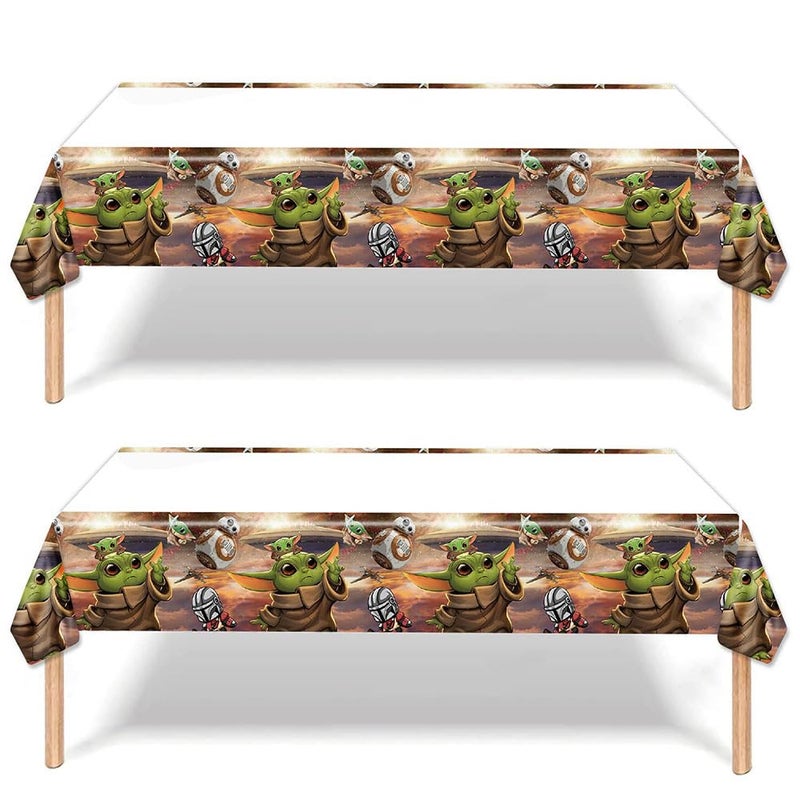 Omto 2pcs Baby Yoda Tablecloth Disposable Tablecover Birthday Party Supplies and Decorations for Kid Boy Baby Shower Rectangle Tables 70X422Pack - Image 2