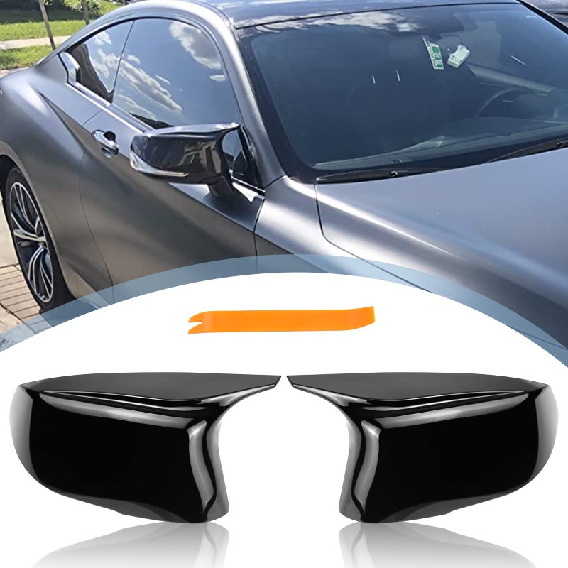 Door Mirror Cover Caps Compatible with Infiniti Door Rearview Mirror Cap Covers Replacement for Infiniti Q50 Sedan 20142020 Q60 Q70 QX30 QX50 20152020 Left and Right Mirror Caps Glossy Black