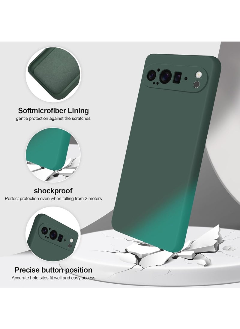 Generic - Google Pixel 9 Pro XL Liquid Gel Rubber Bumper Case with Soft Microfiber Lining Cushion Slim Hard Shell Shockproof Protective Cover for Google Pixel 9 Pro XL Green - Image 1