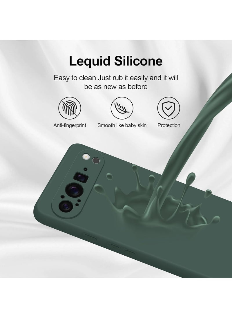 Generic - Google Pixel 9 Pro XL Liquid Gel Rubber Bumper Case with Soft Microfiber Lining Cushion Slim Hard Shell Shockproof Protective Cover for Google Pixel 9 Pro XL Green - Image 1