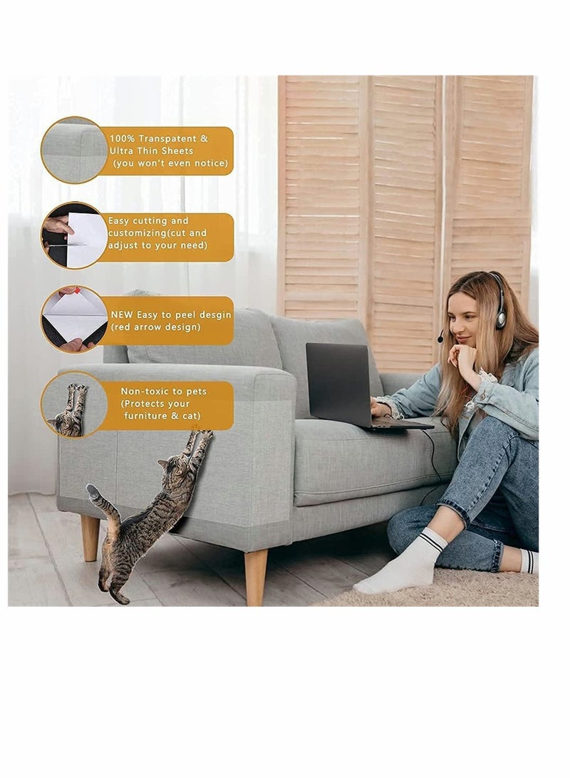 Double Sided Scratch Furniture Protectors from Cats Anti Cat Scratching Deterrent Tape Cat Couch Protector Scratch Protection Tapes for Pet Clear Training Tape Stops Scratching 10 Pack - Image 3
