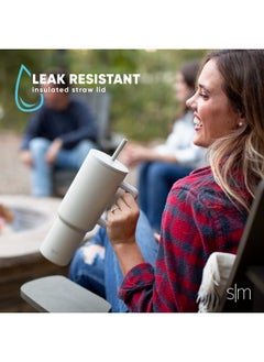Simple Modern Simple Modern 40 oz Tumbler with Handle and Straw Lid | Insulated Cup Reusable Stainless Steel Water Bottle Travel Mug Cupholder Friendly | Gifts for Women Men Him Her | Trek Collection | Canary  - Image 4