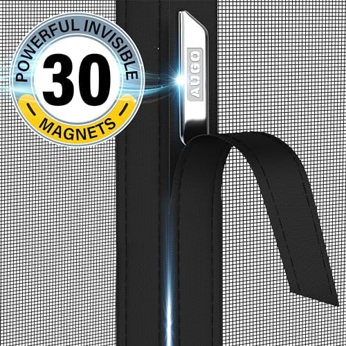 AUGO Garage Door Screen Magnetic Closure - Garage Screen Doors for 1 Car Garage Pull Down - Magnetic Screen Door Mesh - Heavy Duty Weighted Bottom- Pet & Kid Friendly - Keep Open Feature - 8' x 7' - Image 3