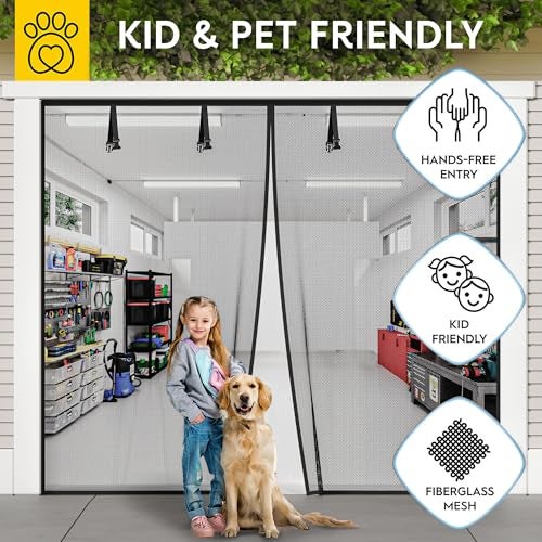 AUGO Garage Door Screen Magnetic Closure - Garage Screen Doors for 1 Car Garage Pull Down - Magnetic Screen Door Mesh - Heavy Duty Weighted Bottom- Pet & Kid Friendly - Keep Open Feature - 8' x 7' - Image 5