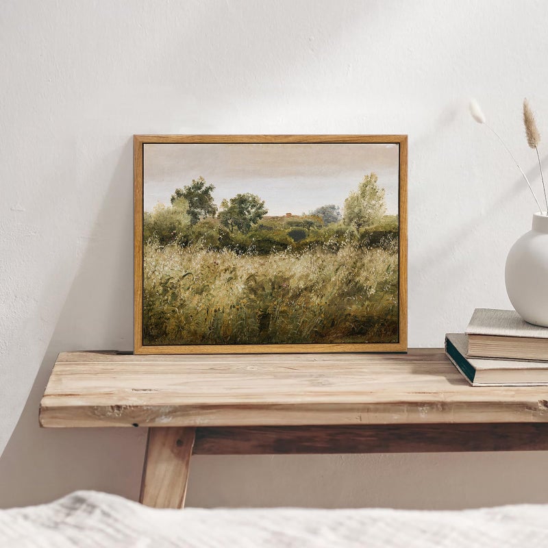 KBKBART مؤطرة القماش الجدار ART خمر مرج المناظر الطبيعية جدار الفن المطبوعات الرجعية البلد وايلد زهرة الزراعة ديكور الجدار جاهز للتعليق لغرفة النوم غرفة المعيشة غرفة المعيشة المطبخ خمر غرفة - Image 3