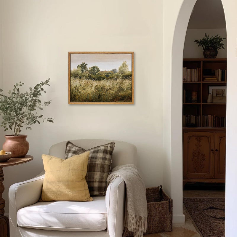 KBKBART مؤطرة القماش الجدار ART خمر مرج المناظر الطبيعية جدار الفن المطبوعات الرجعية البلد وايلد زهرة الزراعة ديكور الجدار جاهز للتعليق لغرفة النوم غرفة المعيشة غرفة المعيشة المطبخ خمر غرفة - Image 2