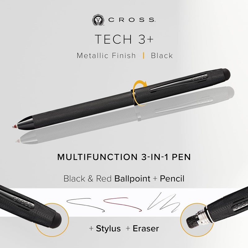 Cross Tech3+ Refillable Tech3+ Presented in a Premium Gift Box - Medium Point, Black Ink, Black - Image 2