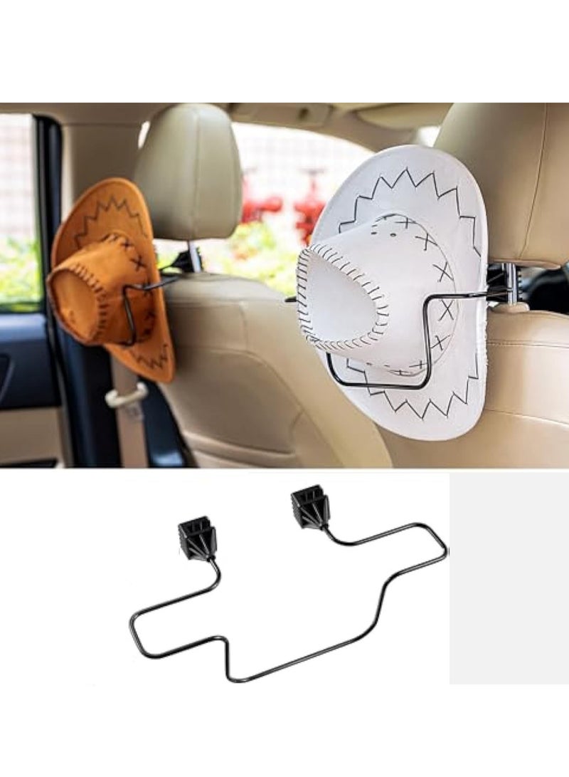 KASTWAVE 1 Pack Cowboy Hat Rack for Truck, Back Seat Organizer Black Leather Hanger Holder Hook, Cowboy Hat Holder Rack for Truck SUV Car, Keep Hat Shape, Car Clothes Hanger Bar Coat Hanger Hard Hat  - Image 1