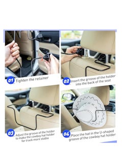KASTWAVE 1 Pack Cowboy Hat Rack for Truck, Back Seat Organizer Black Leather Hanger Holder Hook, Cowboy Hat Holder Rack for Truck SUV Car, Keep Hat Shape, Car Clothes Hanger Bar Coat Hanger Hard Hat  - Image 4