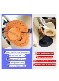 KASTWAVE 1 Pack Cowboy Hat Rack for Truck, Back Seat Organizer Black Leather Hanger Holder Hook, Cowboy Hat Holder Rack for Truck SUV Car, Keep Hat Shape, Car Clothes Hanger Bar Coat Hanger Hard Hat  - Image 5