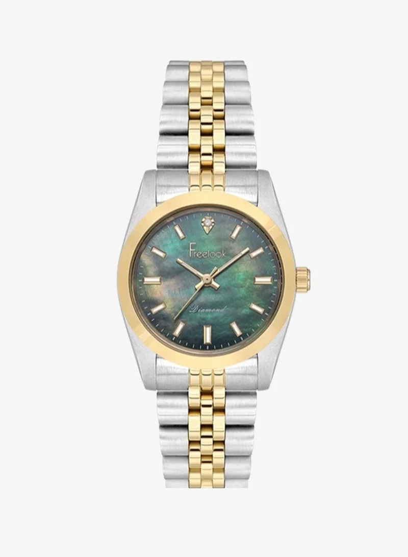 Freelook Paris Freelook - Naturelle Women's Watch | Steel Case | Stainless Steel Band | Green & Round Dial | Analog | Japanese Quartz | Mineral Glass | Premium Luxury Watch | Ideal Gift | Water Resistant 30 Meters