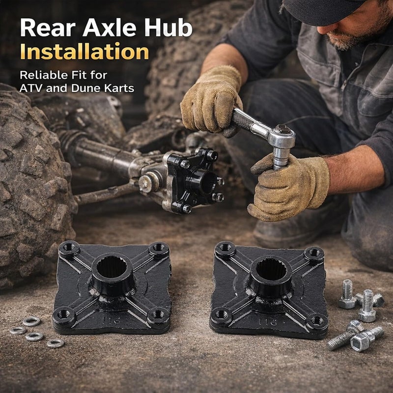 23 Tooth Spline 4 Stud Wheel Rear Axle Hub, Steel Alloy, 2pcs - Durable Replacement, Fit for 110CC 150CC Quad Bike ATV Dune Go Kart - Image 4