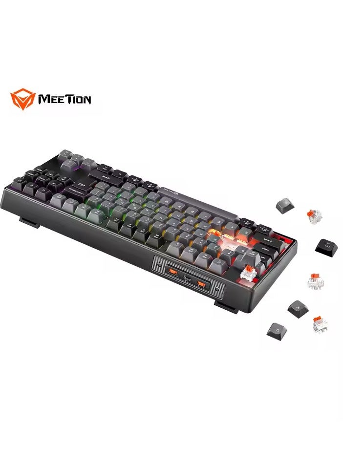 MEETION MK14 TKL Three Mode Wireless/Bluetooth/Wired Hot Swappable Gaming Keyboard 87 keys Game Peripheral RGB LED Light-Weight Mechanical Gaming Keyboard