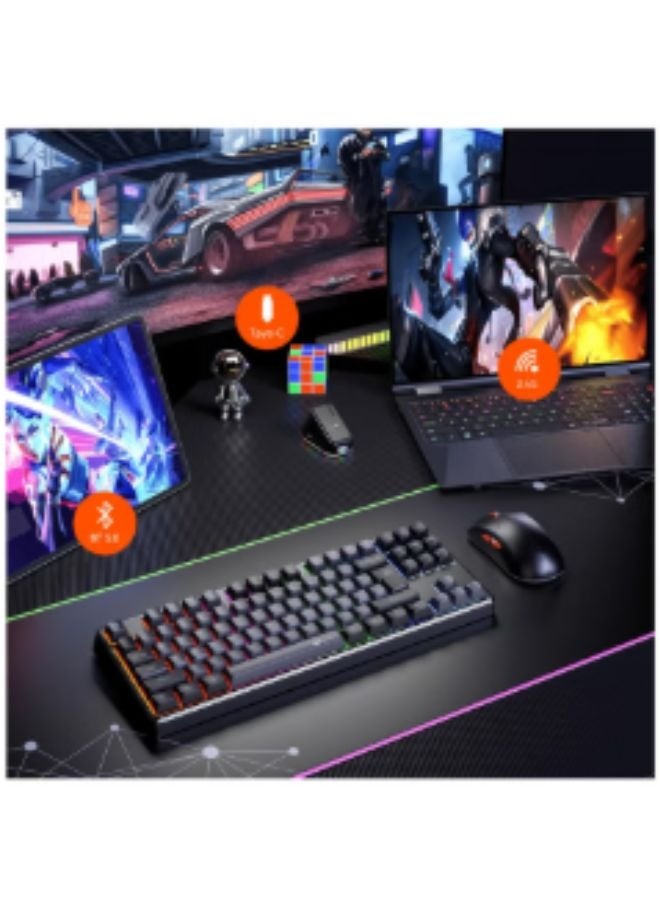 MEETION MK14 TKL Three Mode Wireless/Bluetooth/Wired Hot Swappable Gaming Keyboard 87 keys Game Peripheral RGB LED Light-Weight Mechanical Gaming Keyboard