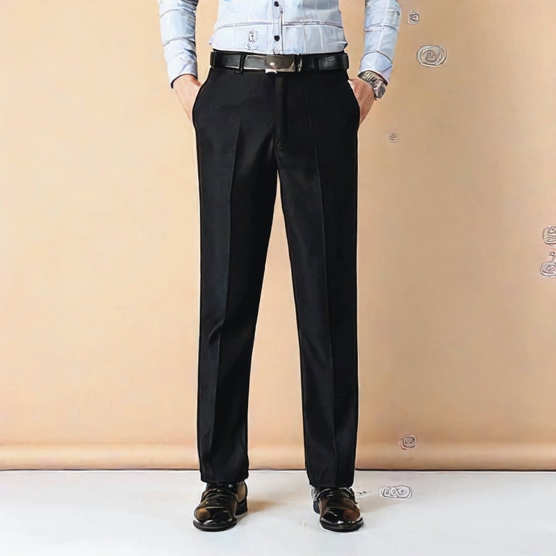 Men's Straight Leg Formal Trousers Business Casual Pants Office Wear Stretch - Image 3