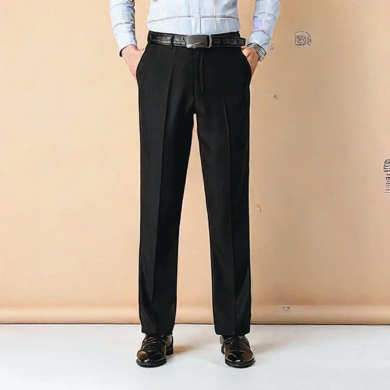 Men's Straight Leg Formal Trousers Business Casual Pants Office Wear Stretch - Image 2