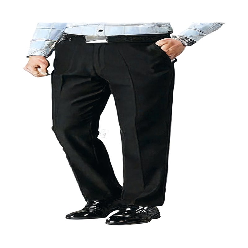 Men's Straight Leg Formal Trousers Business Casual Pants Office Wear Stretch - Image 1