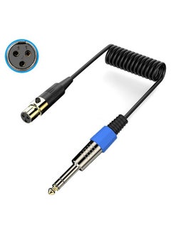 Mini 3 Pin XLR to 6.35mm Stereo Microphone Aux Audio Cable Coiled Adapter Cable, Length: 0.5m(Black)