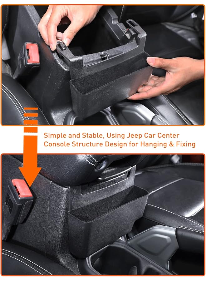 Center Console Hanging Storage Organizer, Armrest Abs Tray For 2018-2024 Jeep Wrangler Jl Jlu 4Xe And Jeep Gladiator Jt, Interior Accessories, Black - Image 2