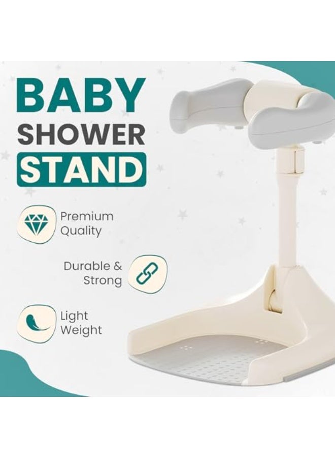 HUMJO Bath Standing Shower Support for Toddlers Foldable Baby Bathtub Stand,Adjustable Height & Anti-Slip Base,Ideal Gift for New Baby - Image 2