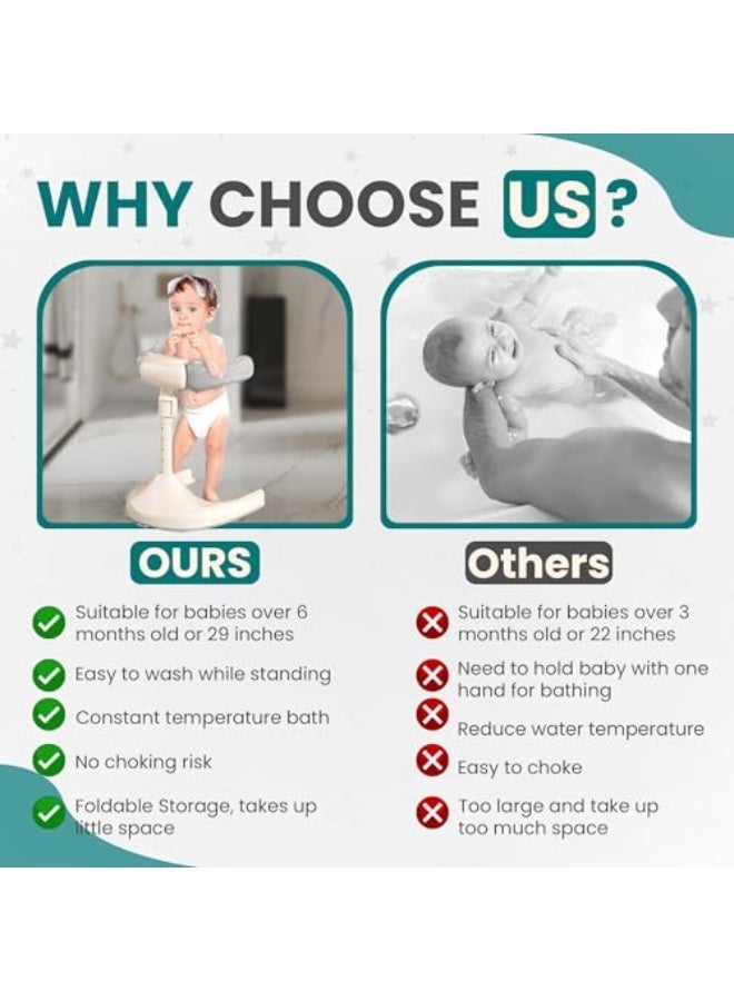 HUMJO Bath Standing Shower Support for Toddlers Foldable Baby Bathtub Stand,Adjustable Height & Anti-Slip Base,Ideal Gift for New Baby - Image 5