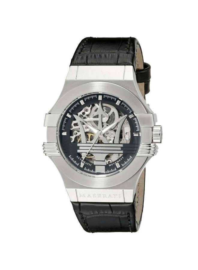 Maserati Potenza R8821108001 Men's Automatic Watch — Black Leather Strap | 100M Water Resistance - Image 2