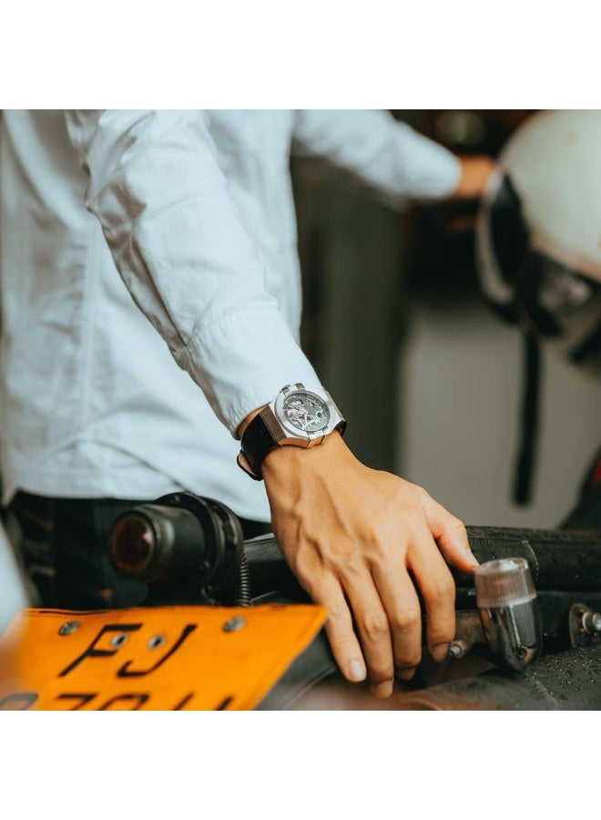 Maserati Potenza R8821108001 Men's Automatic Watch — Black Leather Strap | 100M Water Resistance - Image 3