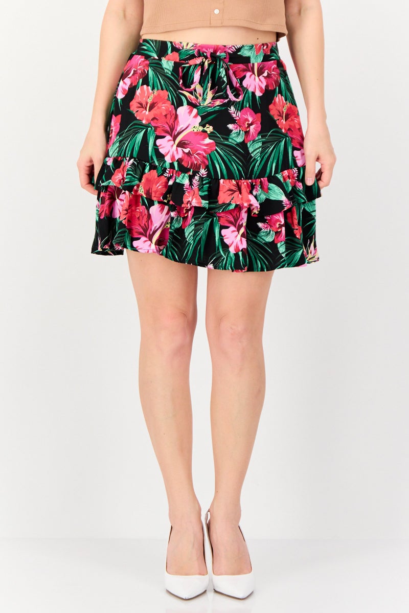 ONLY Women Floral Print Mini Skirt, Multicolor  - Image 1