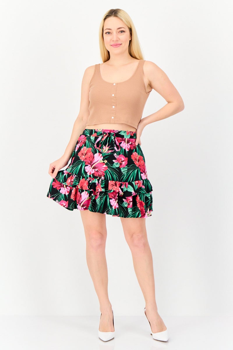 ONLY Women Floral Print Mini Skirt, Multicolor  - Image 3