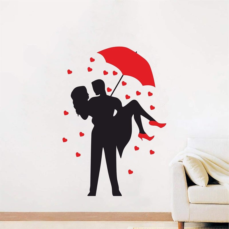 StickMe Couples With Umbrella - Heart Rain Wall Sticker - Image 2