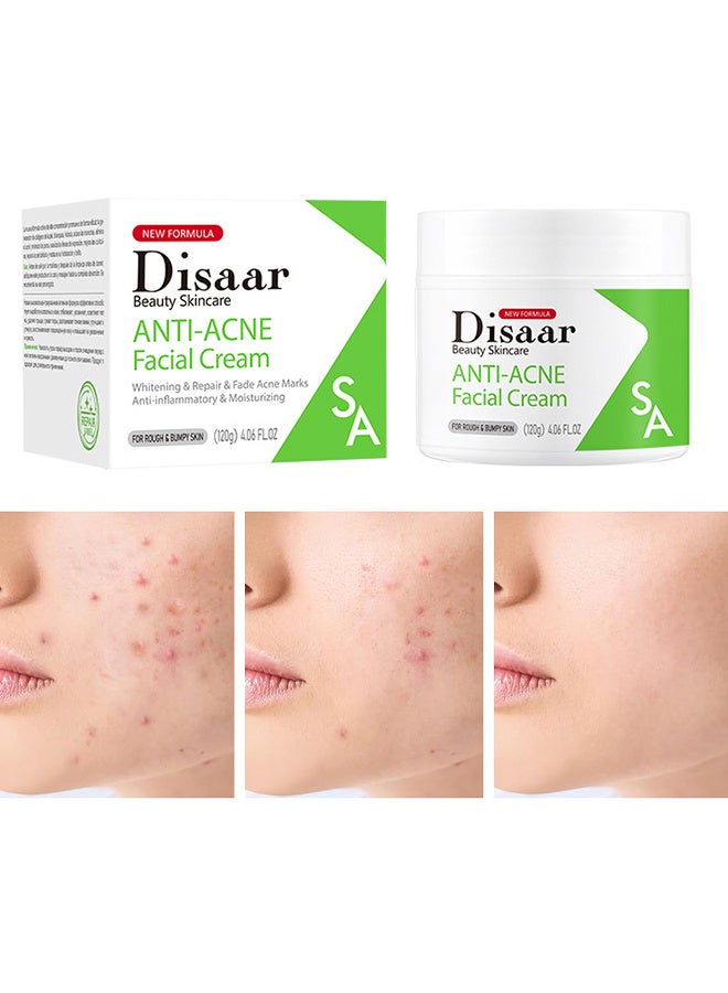 Disaar Salicylic Acid And Ceramide Anti-acne Facial Cream, Rapid Clearing Breakout Overnight Face Blemish Treatment Moisturizer, Pore Shrinkage Acne Skin Improves Acine Scars Motsturizing, Suitable For Acne Prone Skin, 120G - Image 1