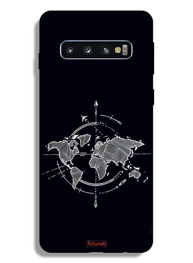 Tolwak Samsung Galaxy S10 Plus Protective Case Cover Compass Art - Image 2