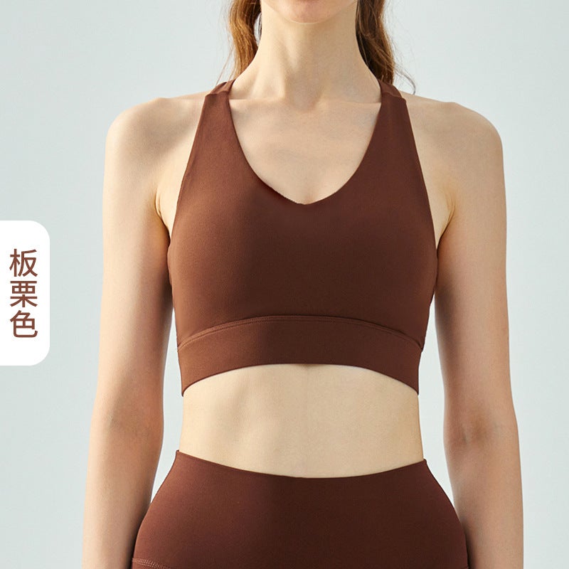 Generic Seamless Yoga Sports Bra Top with Removable Pads Maroon 