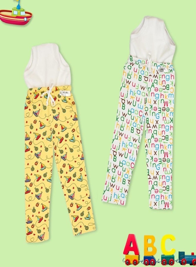 Snugkins Diaper Pants | Potty Training Pajamas for Toddlers, Boys and Girls.100% Cotton. (Alphabet & Boat - Pack 2, Size -4, 4 Years-5 Years) - Image 2