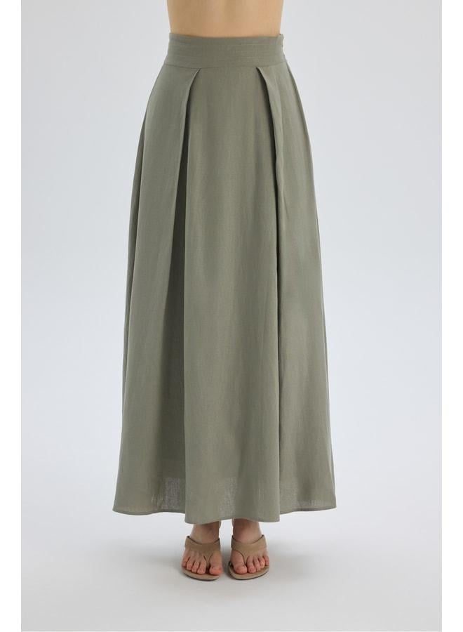 Bohemai Mombasa Pleated Detail Khaki Skirt. - Image 3