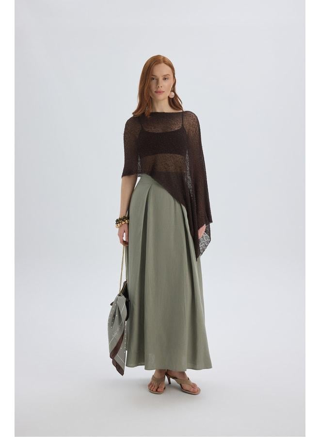 Bohemai Mombasa Pleated Detail Khaki Skirt. - Image 1