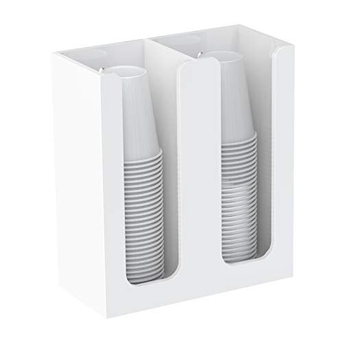 Richboom Acrylic Coffee Cup and Lid Storage Organizer Holder, 2 Compartments, White - Image 2