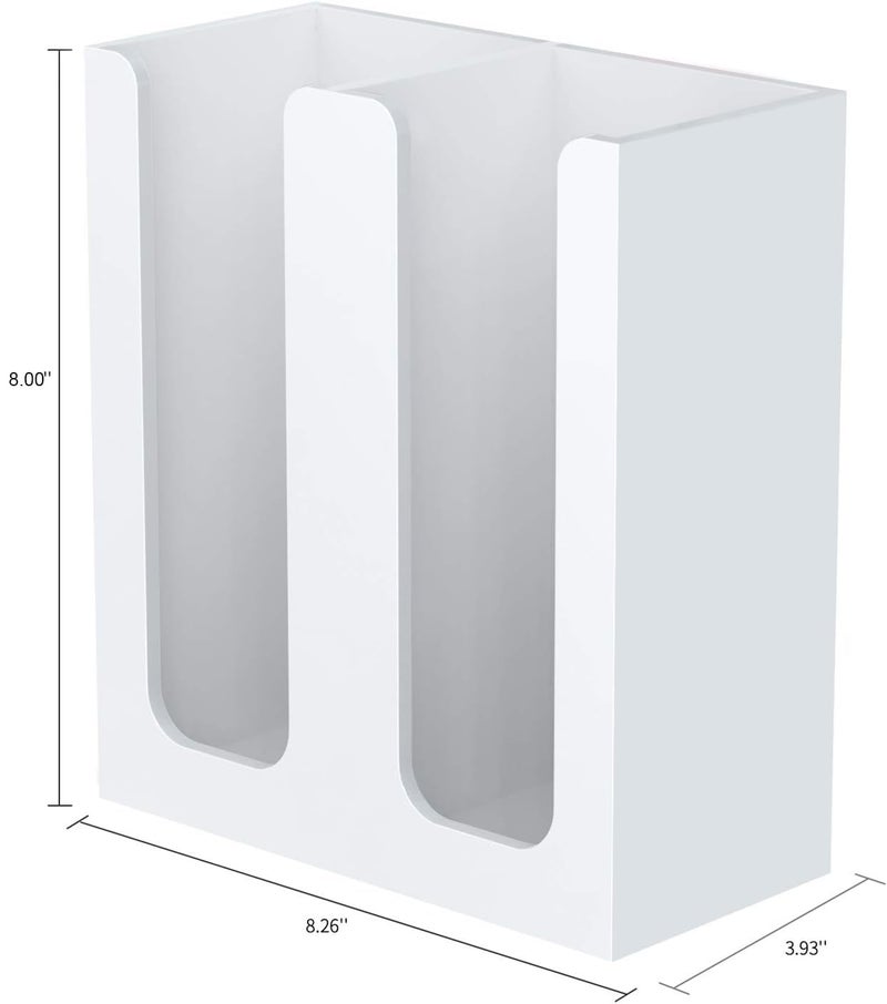 Richboom Acrylic Coffee Cup and Lid Storage Organizer Holder, 2 Compartments, White - Image 3