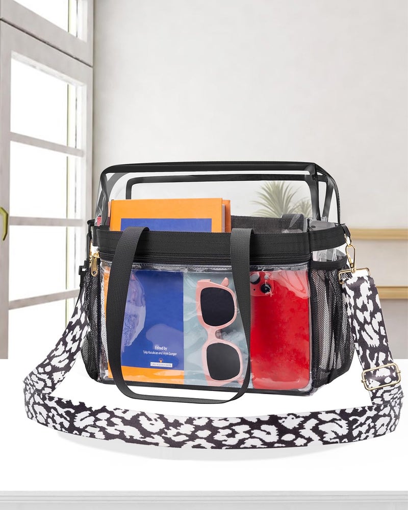 Paxiland Clear Bag for Stadium Events 12x6x12, Clear Tote Bag with Reinforced Strap, Transparent Bag for Sports Concert - Cow Strap - Image 3