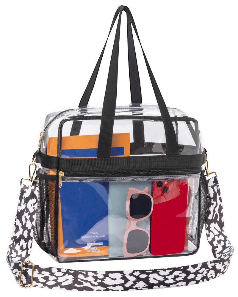 Paxiland Clear Bag for Stadium Events 12x6x12, Clear Tote Bag with Reinforced Strap, Transparent Bag for Sports Concert - Cow Strap - Image 1