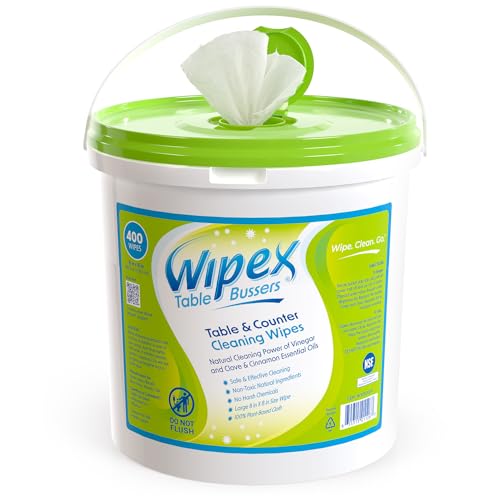 Wipex Table Bussers - Natural Cleaning Wipes | Table Cleaning Quick Cleaner & Counter Wipes | Made with Vinegar, Propolis, Clove and Cinnamon Oil, 400 Natural Surface Wipes - Image 1