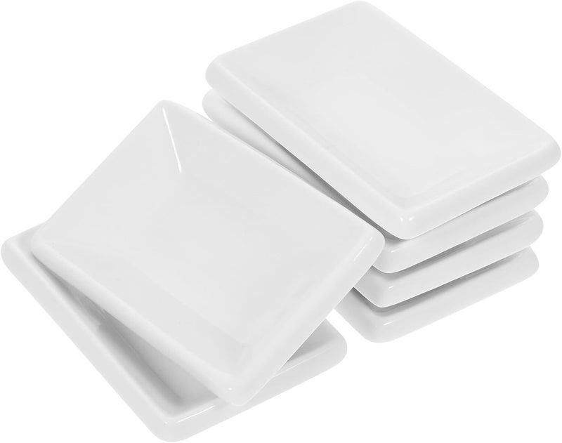 White Ceramic Sauce Dishes Rectangular Appetizer Trays for Soy Sauce, Dips, Dressings, Ketchup, BBQ, Sushi, Dumpling - Image 1