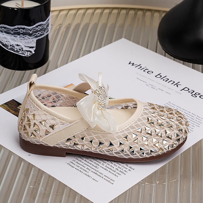 Girls'' Princess Shoes, Summer Breathable Sandals for Baby Girls, Bow-Knot Mary Jane Shoes, Soft-Soled Performance Shoes, Silver Single Shoes - Image 5